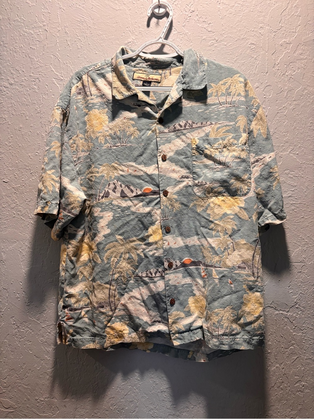 Tommy Bahama Light Blue & Cream Tropical Camp Shirt